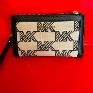 MK Jetset Travel Large Double Zip Wallet and Phone Carrier (wristlet).